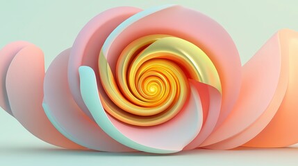 A vibrant, stylized flower with swirling petals in pastel colors, showcasing a mesmerizing spiral design.