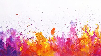 Colorful Paint Explosion Against White Background in Holi Style