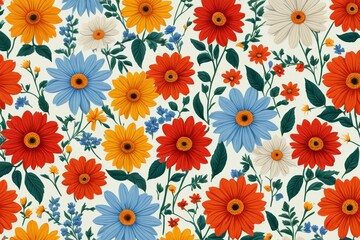 a close up of a colorful flower pattern on a white background