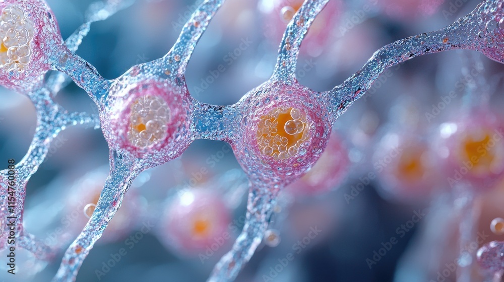 Poster exploring cellular structures underwater microscope scientific image close-up abstract biology conce