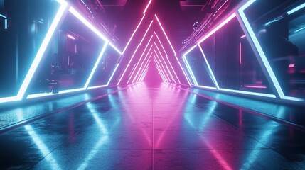 Modern Light Corridor with Empty Space and Futuristic Design