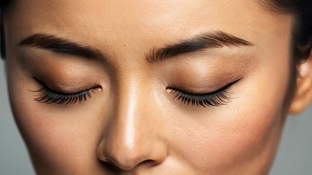 Focused Eyes A close view of closed eyelids with subtle creases indicating concentration and a deep meditative state reflecting inner peace.
