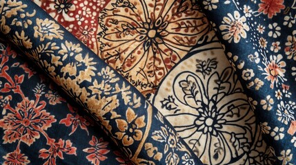 Indonesian Batik Artistry, intricate floral and geometric designs in rich earthy tones celebrating cultural heritage and craftsmanship.
