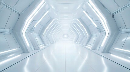 Obraz premium Sleek Futuristic White Interior with Minimalist Design and Lines