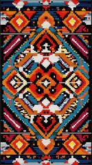Fototapeta premium Kenyan Beadwork Inspiration, vibrant symmetrical patterns reflecting traditional craftsmanship and rich cultural heritage.