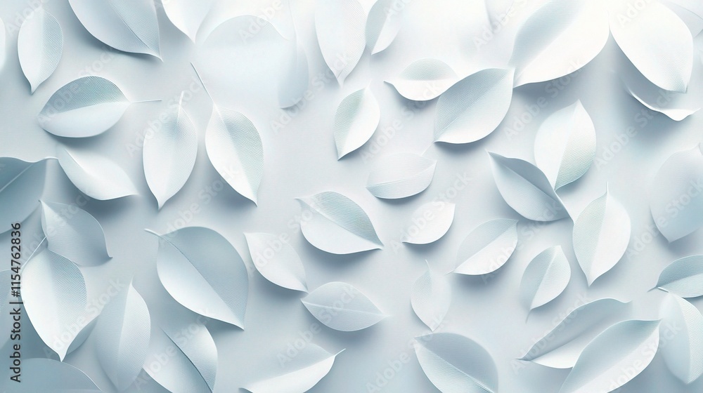 Poster subtle white geometric leaves on soft background in 3d format