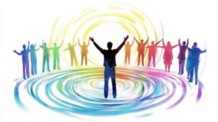 Collaborative Goals with Artistic Flair on White Background