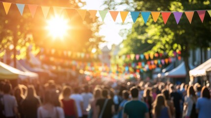 Colorful Flags at Joyful Outdoor Celebration Event