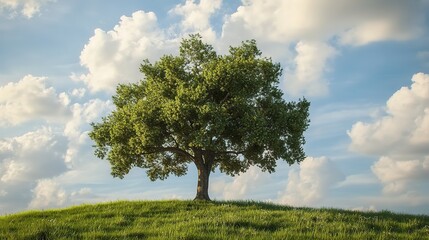 Obraz premium Majestic Live Oak Tree Towering Over a Serene Landscape, Exuding Timeless Beauty and Southern Charm