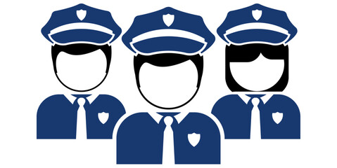 group of Police officer or cop and sheriff, law crime or traffic, icon profile in two gender for job profession vector	
