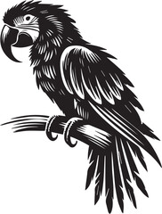 Macaw with wings silhouette