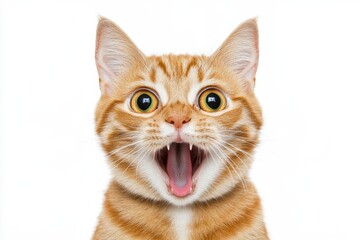 Obraz premium [Surprised Orange Cat Reaction Photo] Shocked Feline Moment Caught Candidly