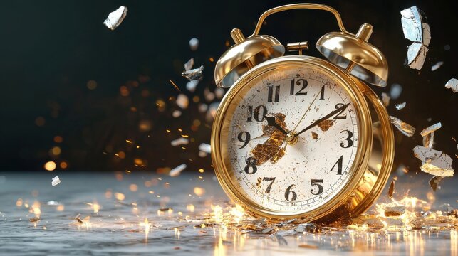 [Golden pocket watch exploding into tiny pieces] Gold Pocket Watch Exploding into Timeless Pieces @3:50