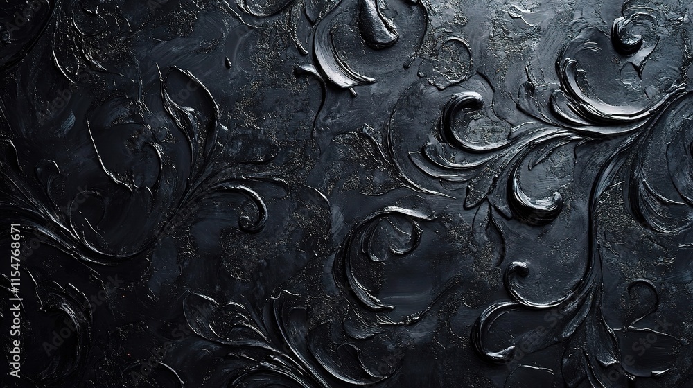 Poster intricate black textured background with abstract patterns for design
