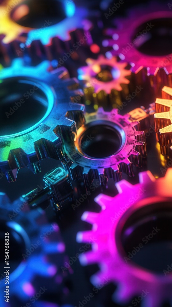 Poster vibrant gears of collaboration, a visual metaphor for teamwork in business, showcasing interconnecte