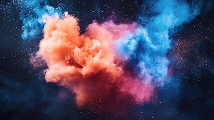Dramatic Smoke Explosion Effect with Colorful Swirls in Background