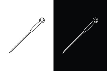 Sharp Precision. Black and White Line Icons of Medical Needles