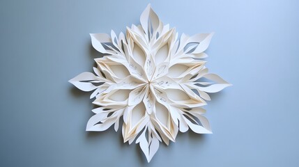Delicate Snowflake Design in 2D Anime Style on a Multicolored Cloud Texture Background