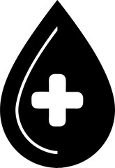 Blood drop with medical cross symbol. Donation, healthcare, hematology, medicine concept color editable