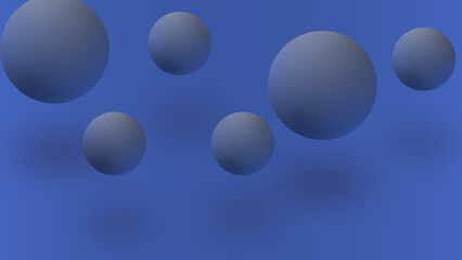 Abstract 3D Rendering background with bouncing dark blue gradient balls.