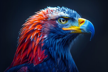 Fototapeta premium Close-up portrait of a colorful macaw and an eagle with vibrant feathers in a tropical setting