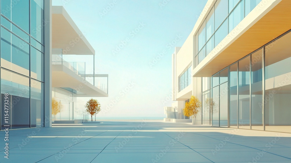 Aufkleber modern architectural design with empty pavement and sleek lines