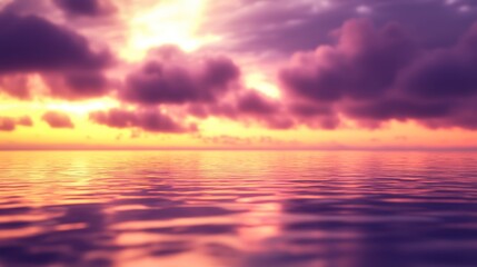 Obraz premium Vibrant sunset over calm ocean, purple and orange hues.