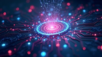 Abstract Digital Core Radiance Wallpaper: A Futuristic Technology Background