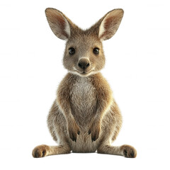 [Australian cartoon kangaroo character illustration] Whimsical Cartoon Kangaroo with Curious Expression - Friendly Aussie Animal Stock Photo