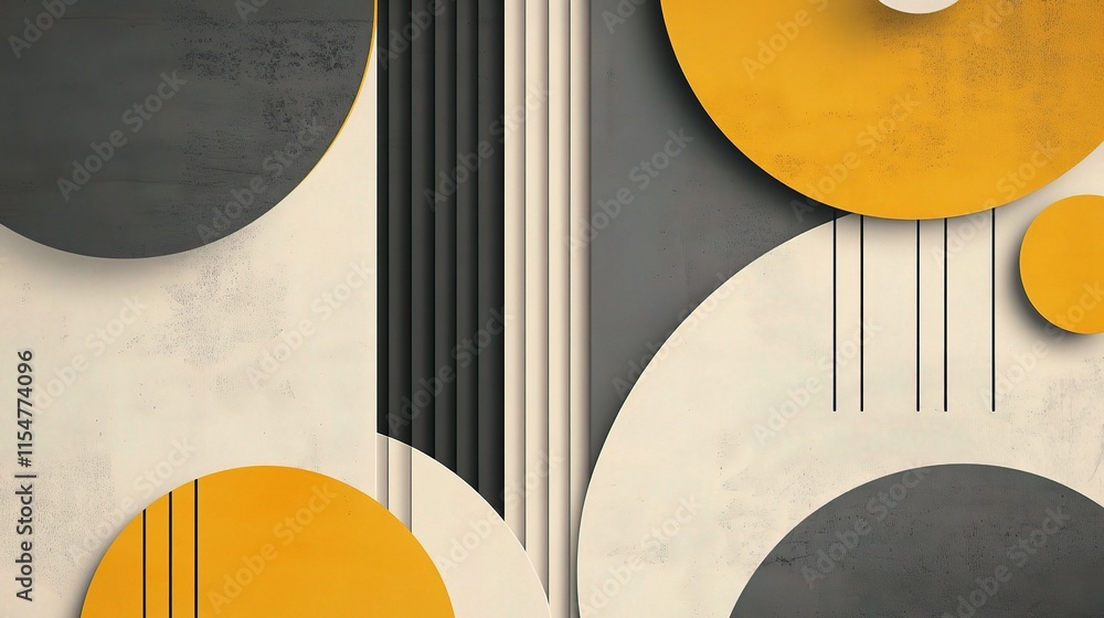 Poster modern abstract background with yellow and gray circular shapes