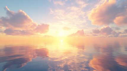 Fototapeta premium Beautiful Sunrise Over the Sea with Stunning Cloudscape Reflections
