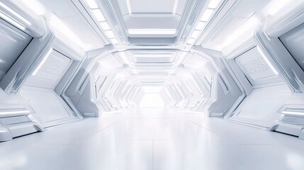 Obraz premium Sleek and Modern Futuristic Interior with Bright White Background
