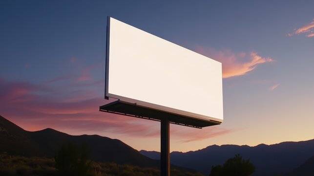 Billboard advertising opportunity mountain landscape outdoor sunset view marketing concept