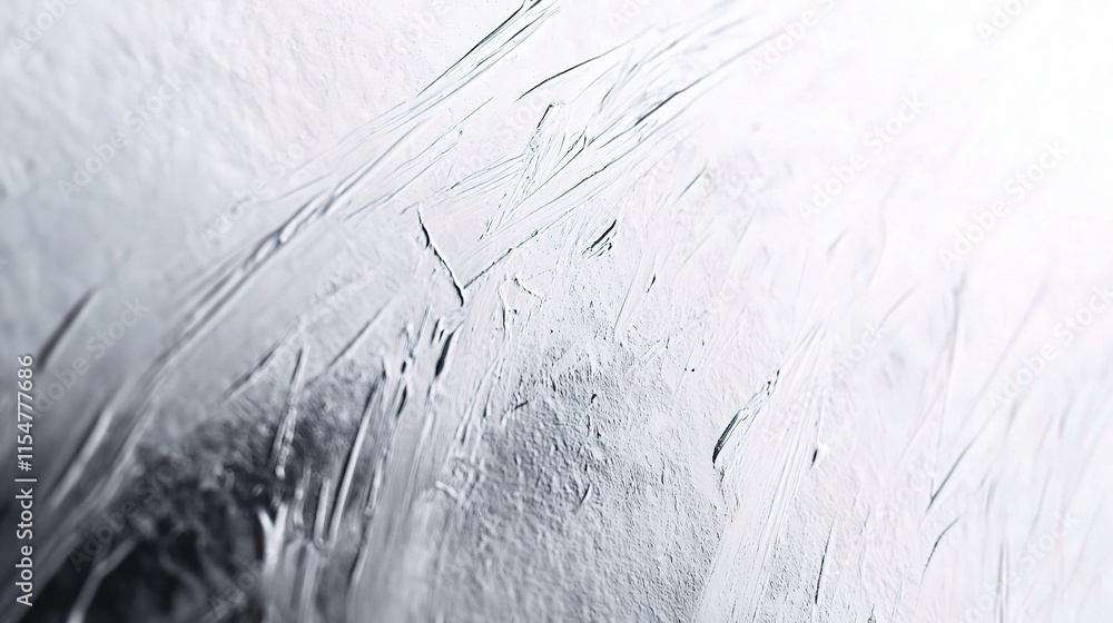 Poster ice texture: close-up of frosted glass, revealing intricate patterns and textures formed by ice crys