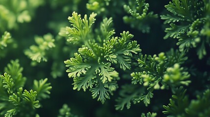 Intricate Macro Shot of Vibrant Green Leaves with Detailed Texture