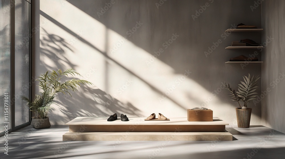 Poster stylish 3d rendering of minimalist product display platform