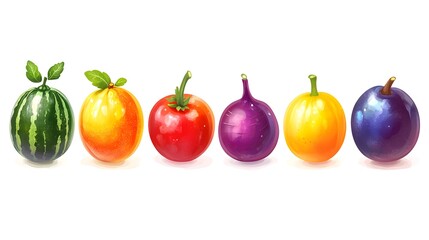 Assortment of fresh organic fruits and vegetables in rainbow colors 