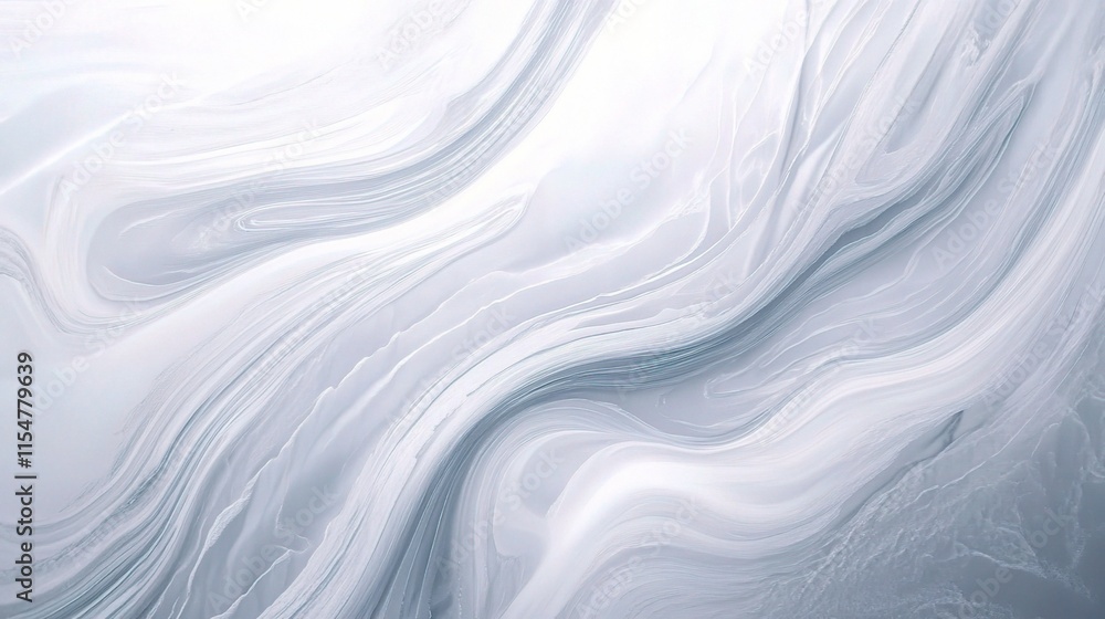 Poster flowing white abstract design with smooth waves and textures