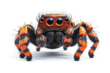 Orange jumping spider close-up.