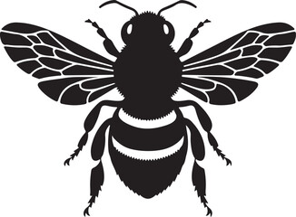 Bee icon, honey bee silhouette on white background