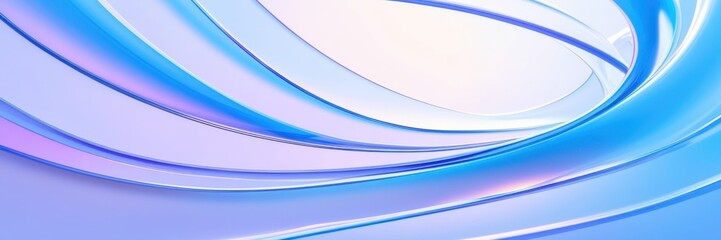 Obraz premium Abstract waves, fluid curves, cool blue tones, light purple hues, dynamic flow, smooth gradients, soft lighting, minimalist design, digital art, vector graphics style, modern background, ethereal atmo