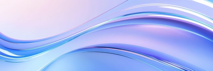 Abstract waves, fluid curves, cool blue tones, light purple hues, dynamic flow, smooth gradients, soft lighting, minimalist design, digital art, vector graphics style, modern background, ethereal atmo © KenPix