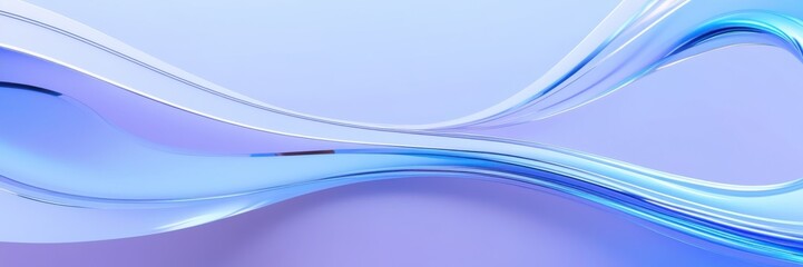Abstract waves, fluid curves, cool blue tones, light purple hues, dynamic flow, smooth gradients, soft lighting, minimalist design, digital art, vector graphics style, modern background, ethereal atmo © KenPix