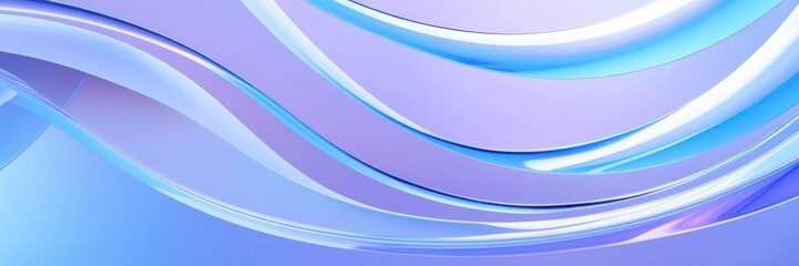 Abstract waves, fluid curves, cool blue tones, light purple hues, dynamic flow, smooth gradients, soft lighting, minimalist design, digital art, vector graphics style, modern background, ethereal atmo © KenPix