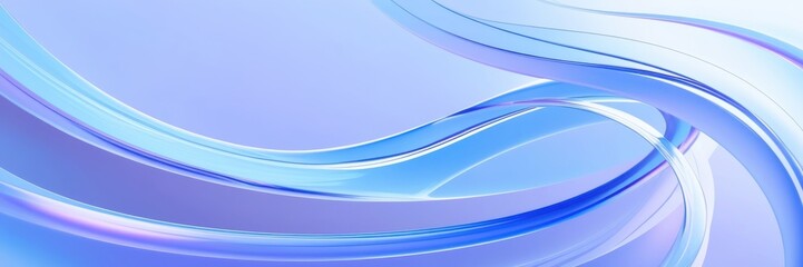 Abstract waves, fluid curves, cool blue tones, light purple hues, dynamic flow, smooth gradients, soft lighting, minimalist design, digital art, vector graphics style, modern background, ethereal atmo © KenPix