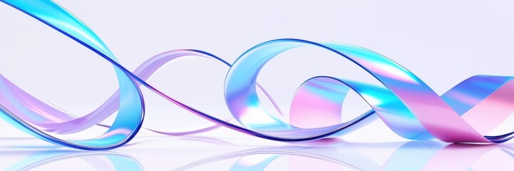 Abstract waves, flowing ribbons, pastel colors, cyan and magenta, ethereal, graceful curves, soft gradients, digital art, minimalist composition, light and airy, translucent layers, dynamic movement, 