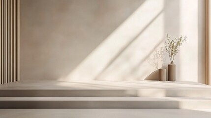 Clean Studio Background with Natural Light and Minimalist Design