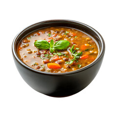 Palatable Lentil Soup Isolated On Transparent Background