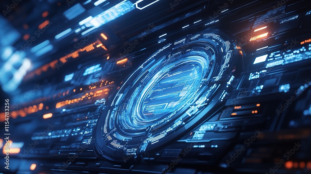 Poster dynamic futuristic technology background with light lines and patterns