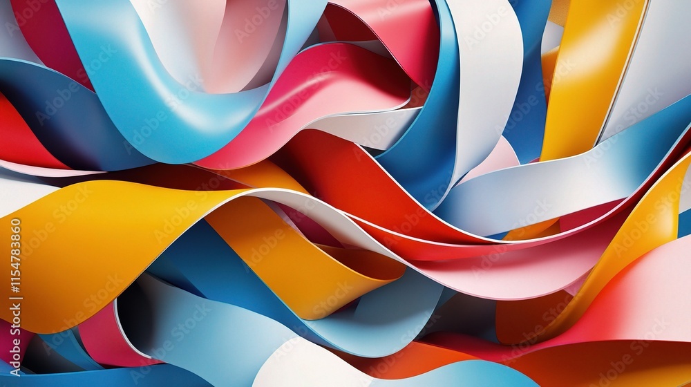 Poster colorful twisted ribbons in a 3d abstract rendering background